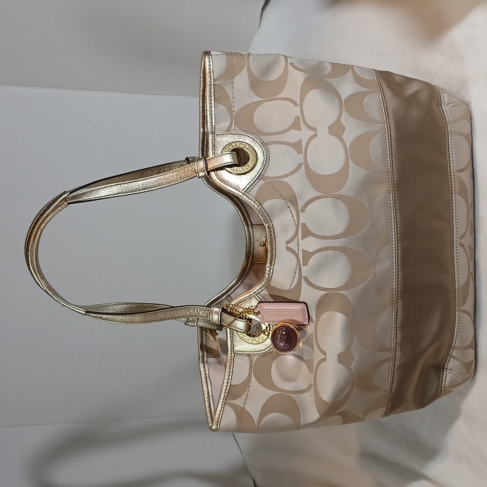 Coach Metallic Gold and Cream Tote